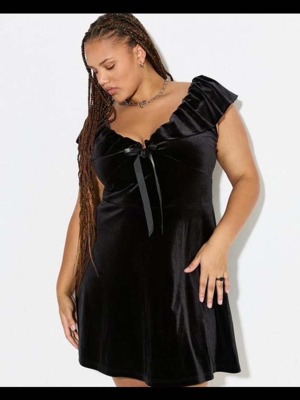 torrid Black Velvet Ruffled Dress with Tag